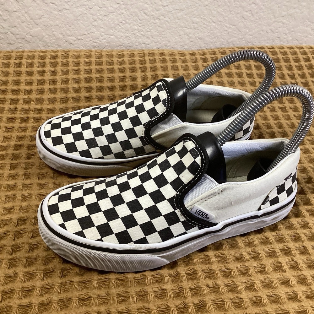 Vans Checkerboard Kids Youth Size 2.5 Black White Classic Slip On Shoes Skate